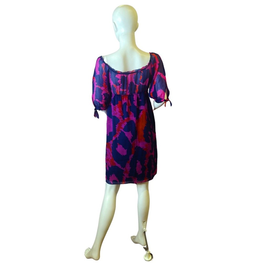 Diane Von Furstenberg Silk Genesis Dress Size 8 – Magenta & Navy Cheetah Print - Picture 6 of 11